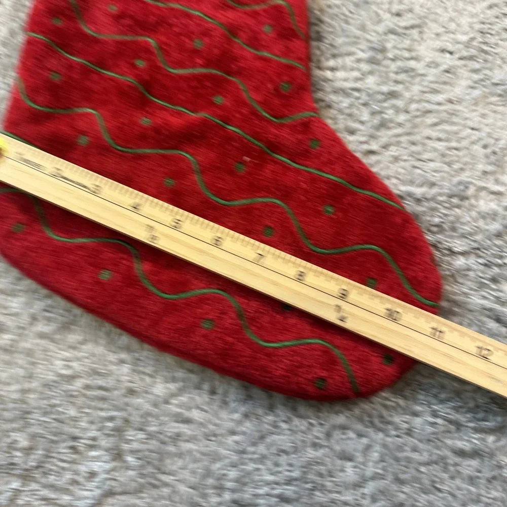 Unbranded Holiday Stocking and Santa Hat Set OS Red Green Sequin Velvet